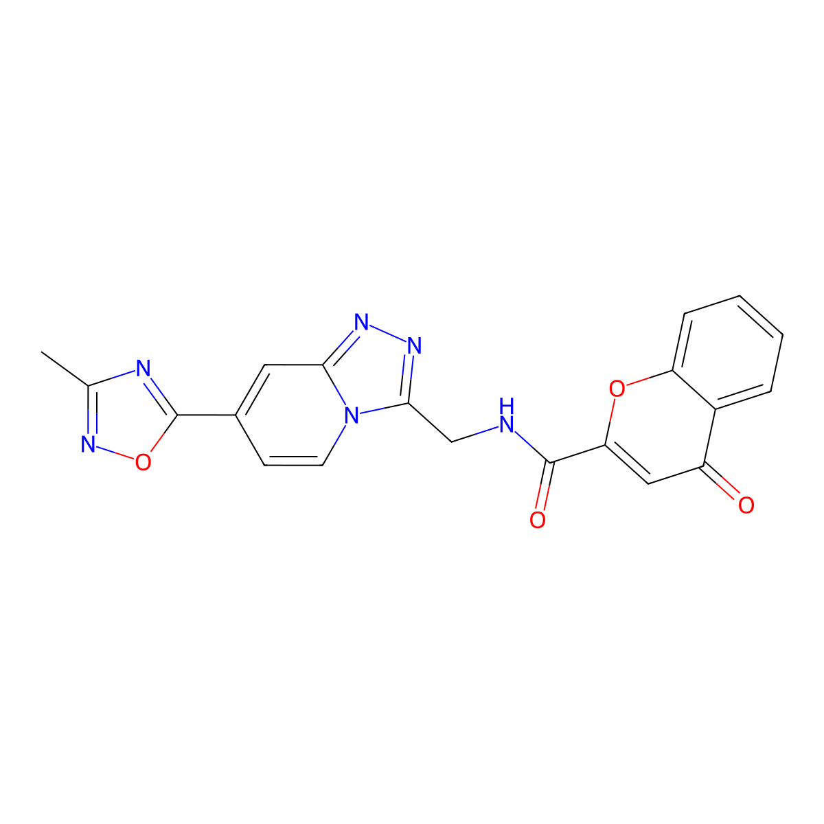N-((7-(3-methyl-1,2,4-oxadiazol-5-yl)-[1,2,4]triazolo[4,3-a]pyridin-3-yl)methyl)-4-oxo-4H-chromene-2-carboxamide molecular structure, CAS 2034447-09-9