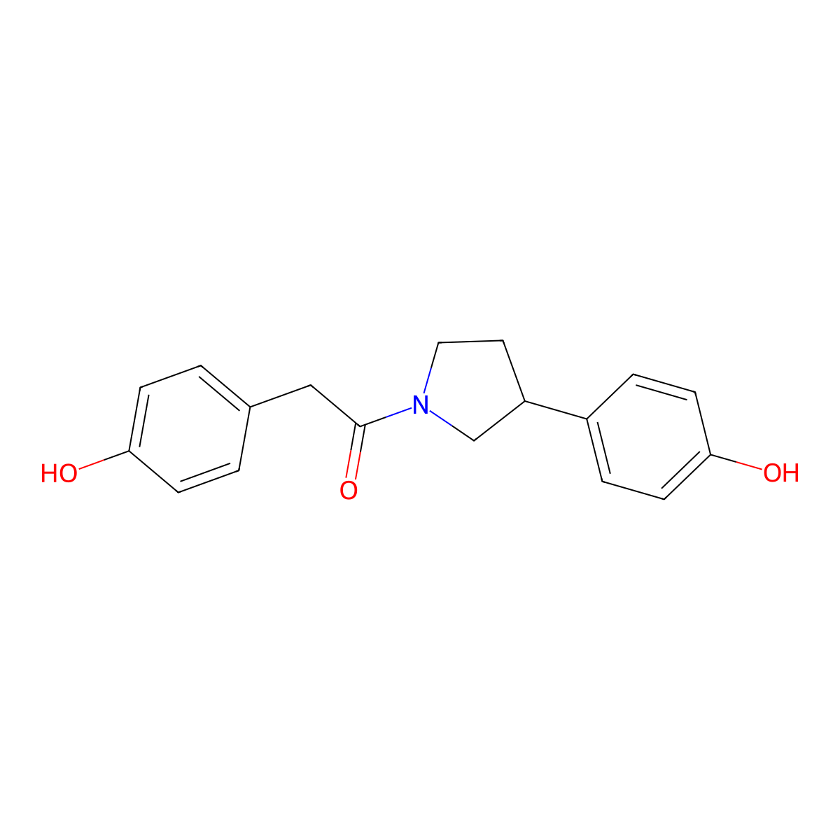 2-(4-Hydroxyphenyl)-1-(3-(4-hydroxyphenyl)pyrrolidin-1-yl)ethanone molecular structure, CAS 2034447-26-0