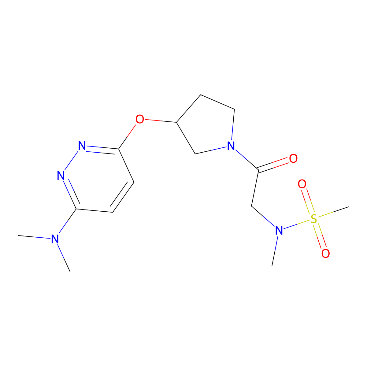 N-[2-(3-{[6-(dimethylamino)pyridazin-3-yl]oxy}pyrrolidin-1-yl)-2-oxoethyl]-N-methylmethanesulfonamide molecular structure, CAS 2034447-28-2