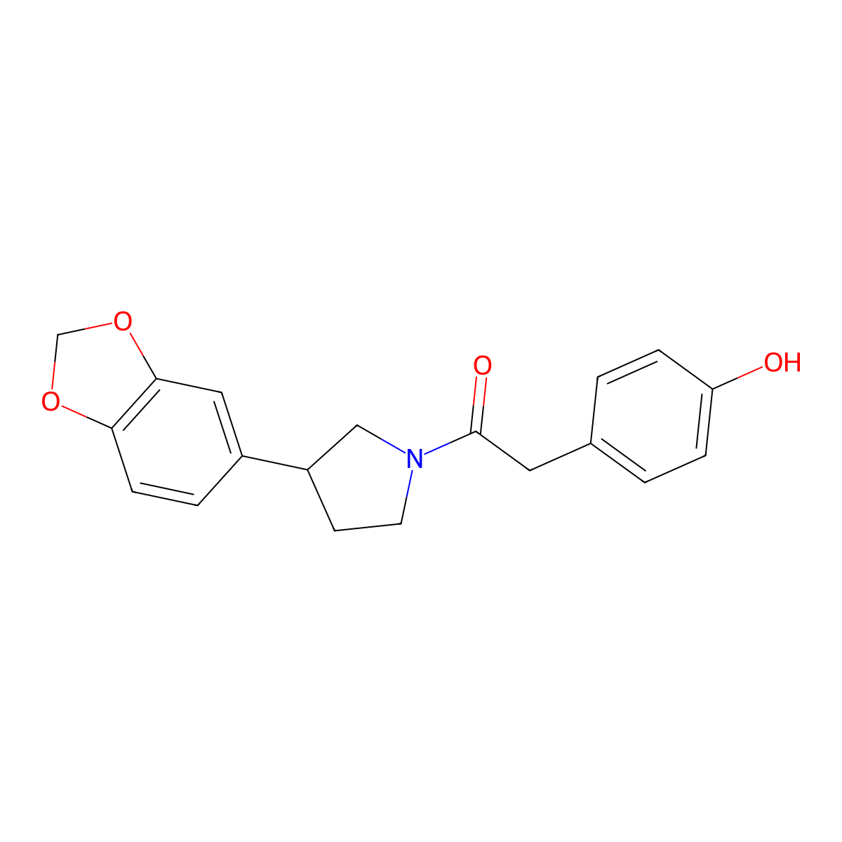 1-(3-(Benzo[d][1,3]dioxol-5-yl)pyrrolidin-1-yl)-2-(4-hydroxyphenyl)ethanone molecular structure, CAS 2034447-31-7