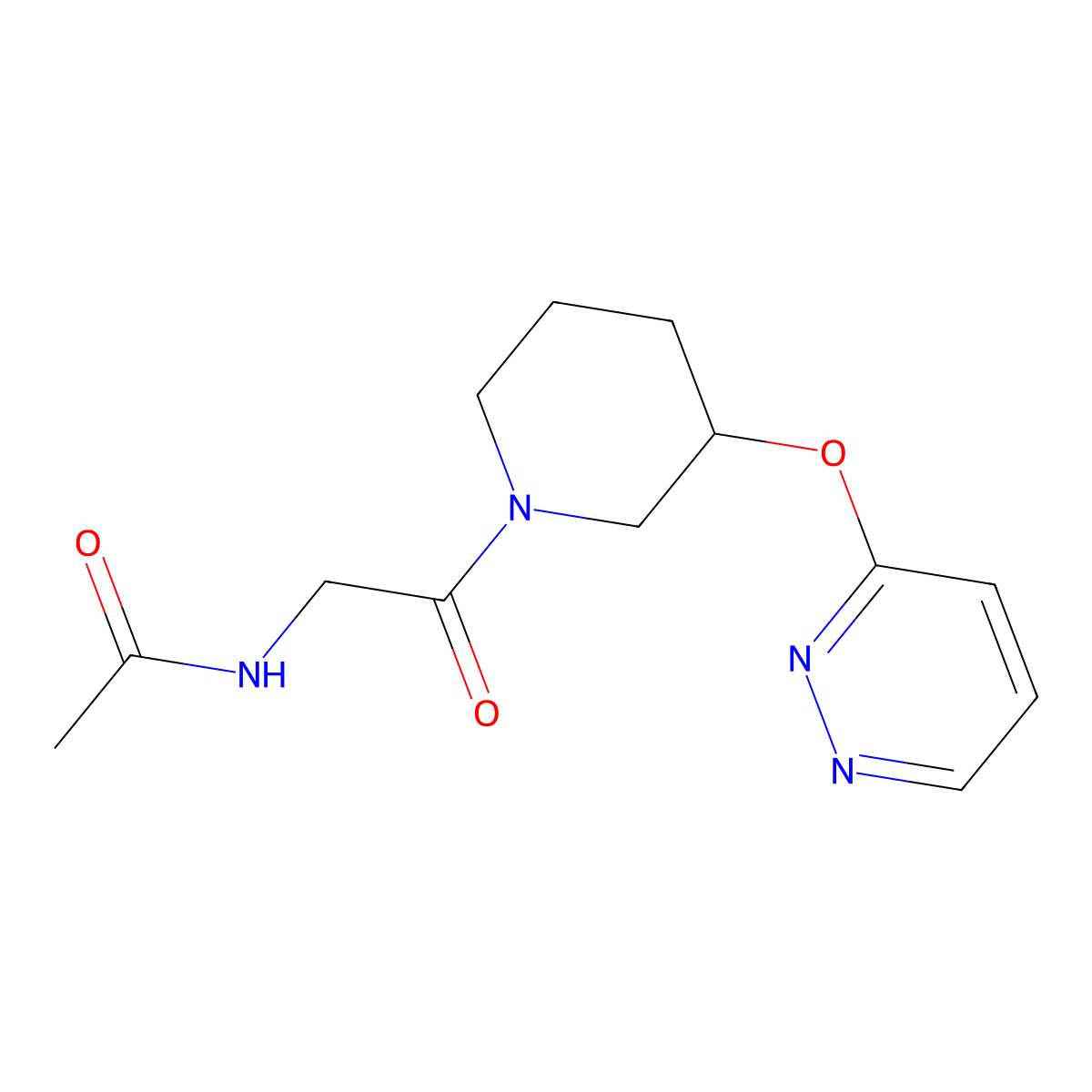 N-{2-oxo-2-[3-(pyridazin-3-yloxy)piperidin-1-yl]ethyl}acetamide molecular structure, CAS 2034447-42-0