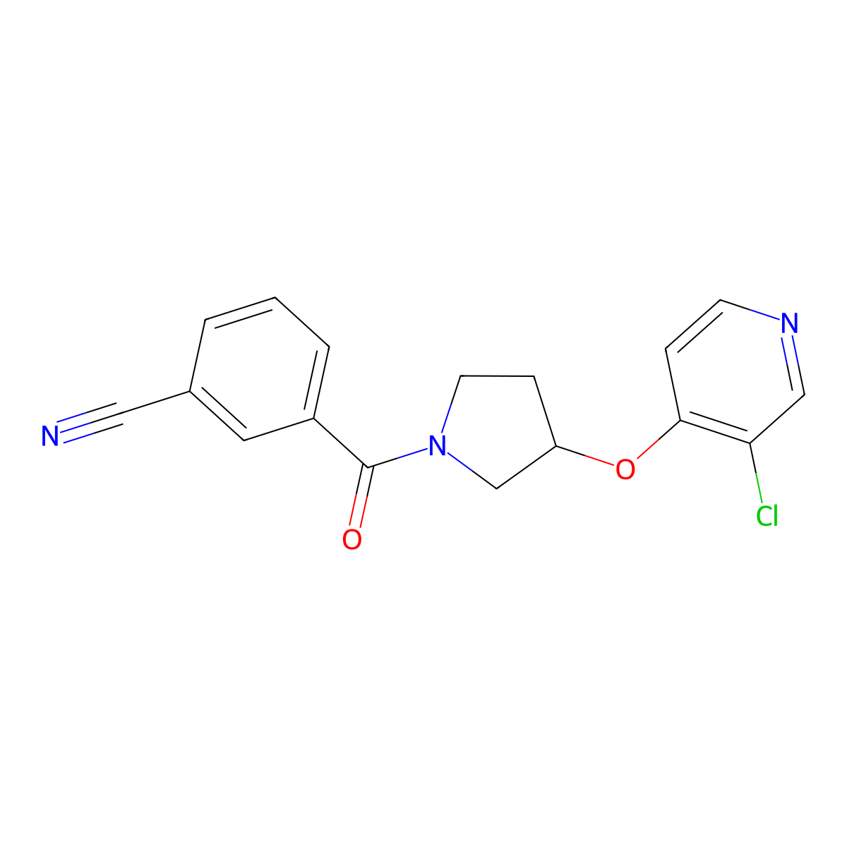 3-(3-((3-Chloropyridin-4-yl)oxy)pyrrolidine-1-carbonyl)benzonitrile molecular structure, CAS 2034447-45-3