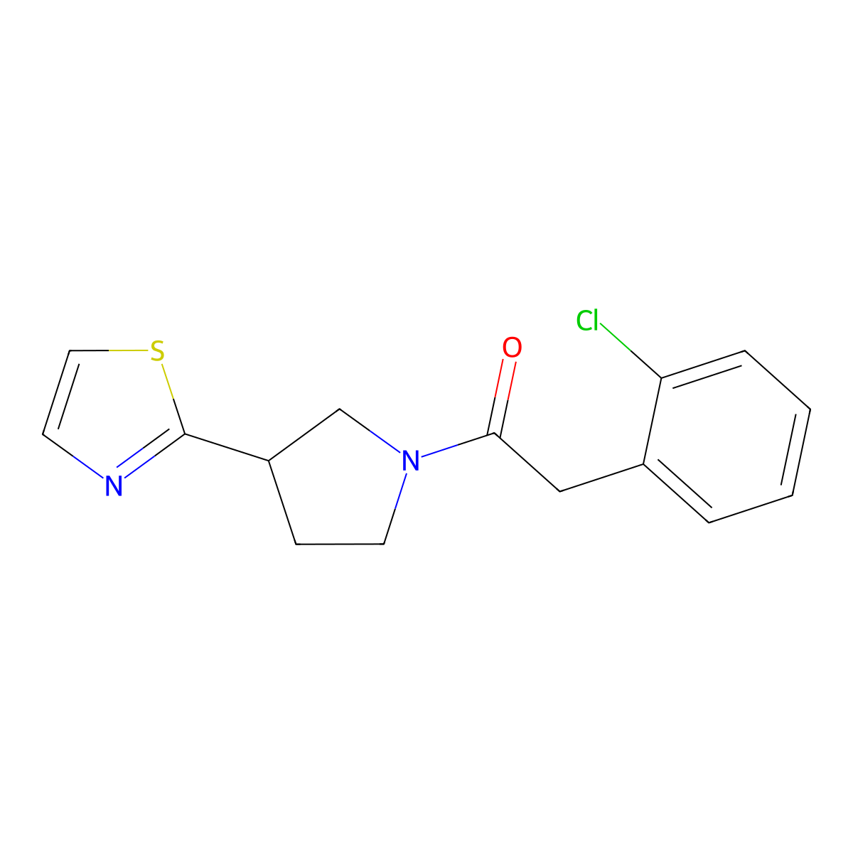 2-(2-Chlorophenyl)-1-(3-(thiazol-2-yl)pyrrolidin-1-yl)ethanone molecular structure, CAS 2034447-48-6