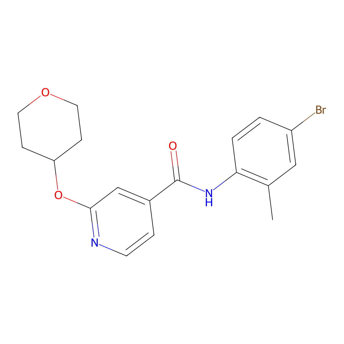 N-(4-bromo-2-methylphenyl)-2-(oxan-4-yloxy)pyridine-4-carboxamide molecular structure, CAS 2034447-51-1