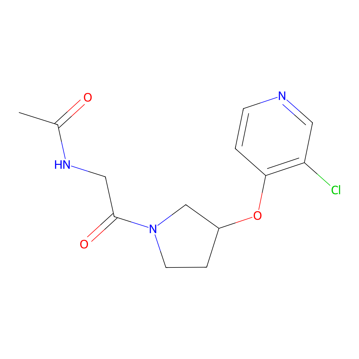 N-(2-(3-((3-chloropyridin-4-yl)oxy)pyrrolidin-1-yl)-2-oxoethyl)acetamide molecular structure, CAS 2034447-54-4