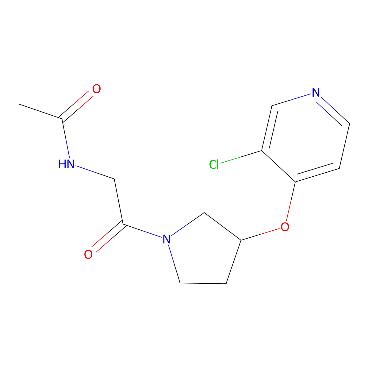 N-(2-(3-((3-chloropyridin-4-yl)oxy)pyrrolidin-1-yl)-2-oxoethyl)acetamide molecular structure, CAS 2034447-54-4