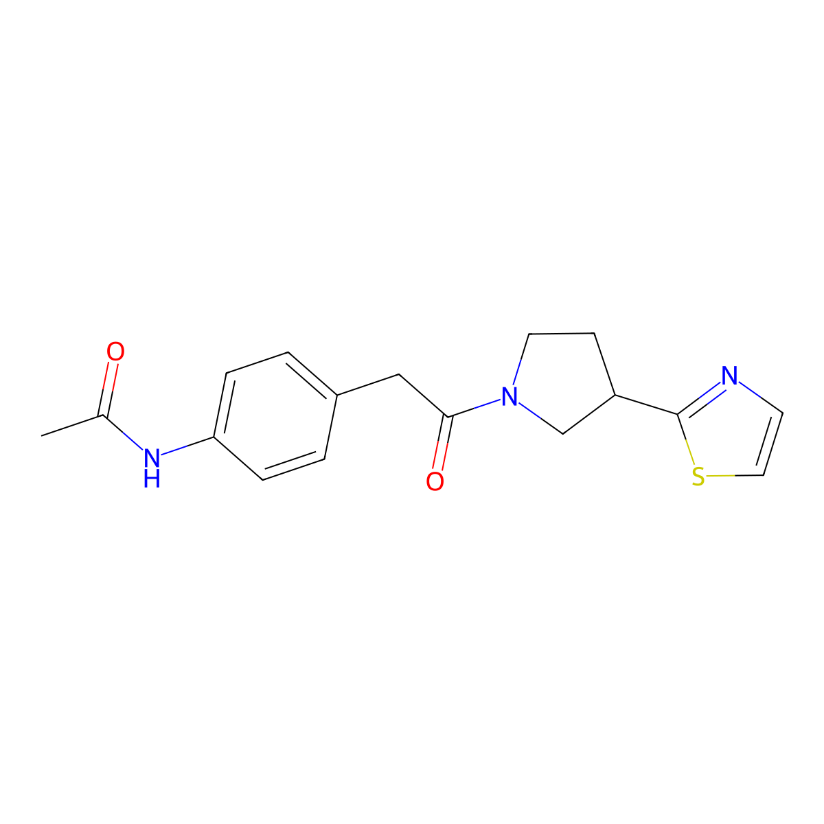 N-(4-{2-oxo-2-[3-(1,3-thiazol-2-yl)pyrrolidin-1-yl]ethyl}phenyl)acetamide molecular structure, CAS 2034447-57-7