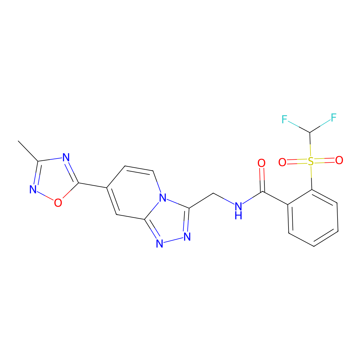 2-((difluoromethyl)sulfonyl)-N-((7-(3-methyl-1,2,4-oxadiazol-5-yl)-[1,2,4]triazolo[4,3-a]pyridin-3-yl)methyl)benzamide molecular structure, CAS 2034447-59-9