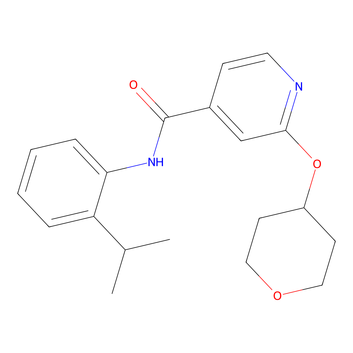 N-(2-isopropylphenyl)-2-((tetrahydro-2H-pyran-4-yl)oxy)isonicotinamide molecular structure, CAS 2034447-62-4