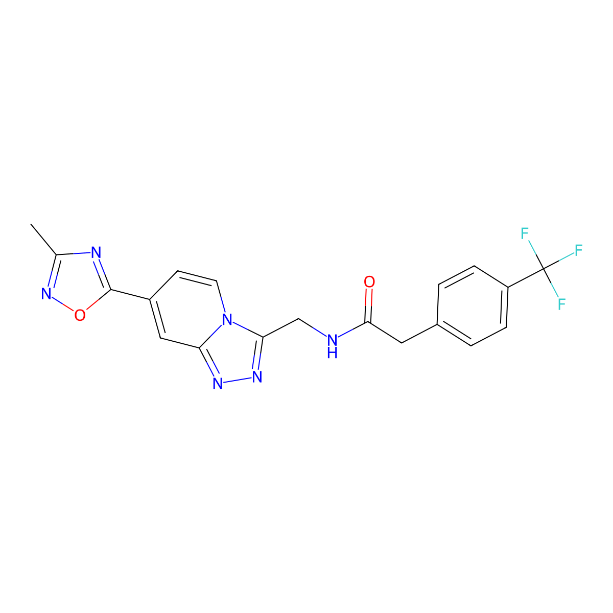 N-{[7-(3-methyl-1,2,4-oxadiazol-5-yl)-[1,2,4]triazolo[4,3-a]pyridin-3-yl]methyl}-2-[4-(trifluoromethyl)phenyl]acetamide molecular structure, CAS 2034447-70-4