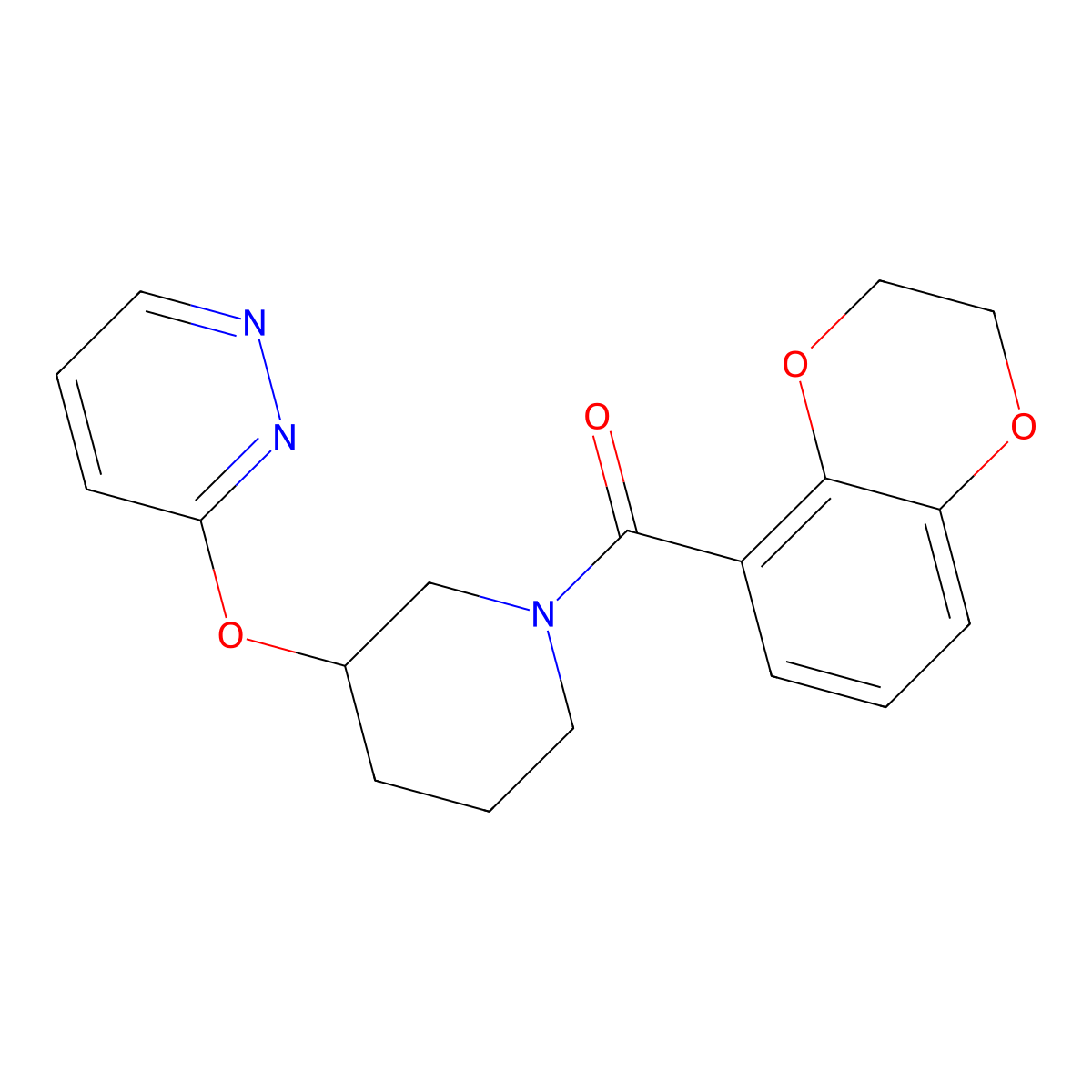 (2,3-Dihydrobenzo[b][1,4]dioxin-5-yl)(3-(pyridazin-3-yloxy)piperidin-1-yl)methanone molecular structure, CAS 2034447-71-5