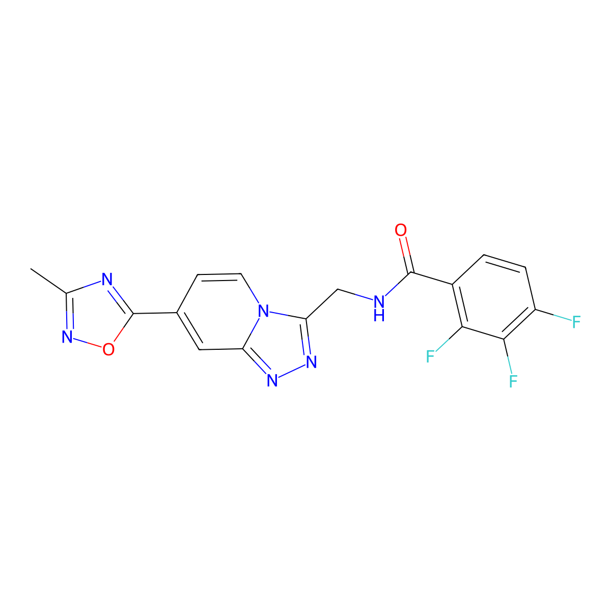 2,3,4-trifluoro-N-((7-(3-methyl-1,2,4-oxadiazol-5-yl)-[1,2,4]triazolo[4,3-a]pyridin-3-yl)methyl)benzamide molecular structure, CAS 2034447-78-2