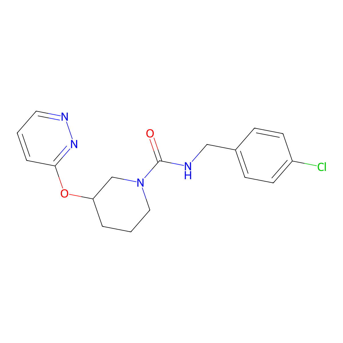 N-(4-chlorobenzyl)-3-(pyridazin-3-yloxy)piperidine-1-carboxamide molecular structure, CAS 2034447-80-6