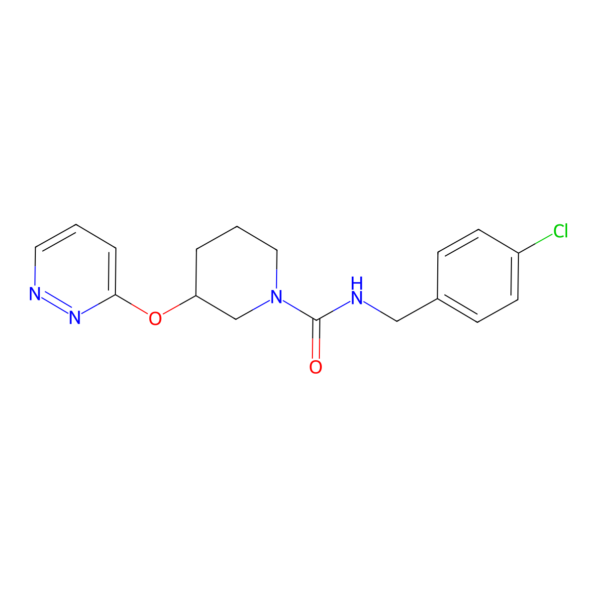 N-(4-chlorobenzyl)-3-(pyridazin-3-yloxy)piperidine-1-carboxamide molecular structure, CAS 2034447-80-6