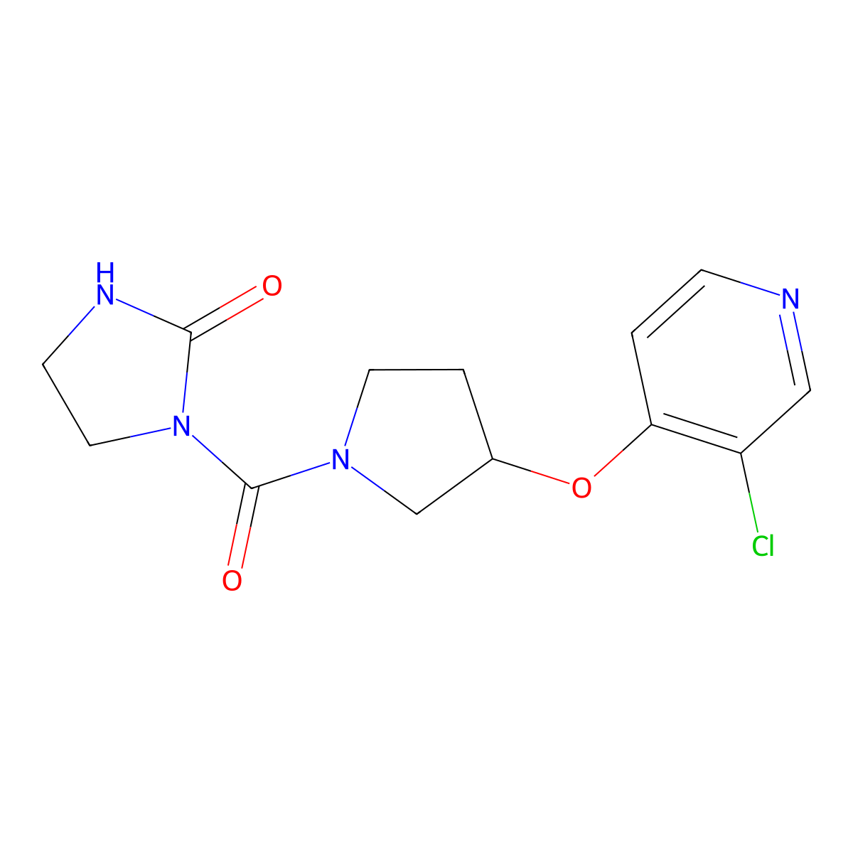 1-(3-((3-Chloropyridin-4-yl)oxy)pyrrolidine-1-carbonyl)imidazolidin-2-one molecular structure, CAS 2034447-81-7