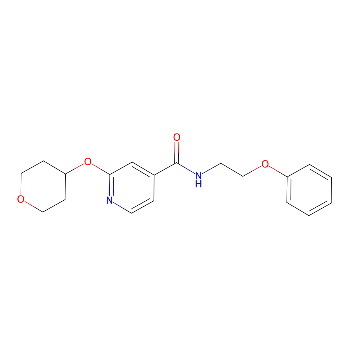 2-(oxan-4-yloxy)-N-(2-phenoxyethyl)pyridine-4-carboxamide molecular structure, CAS 2034447-82-8