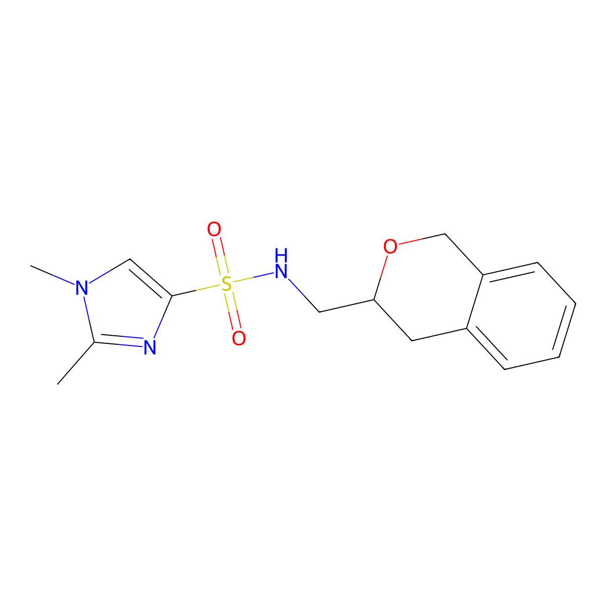 N-(isochroman-3-ylmethyl)-1,2-dimethyl-1H-imidazole-4-sulfonamide molecular structure, CAS 2034447-84-0