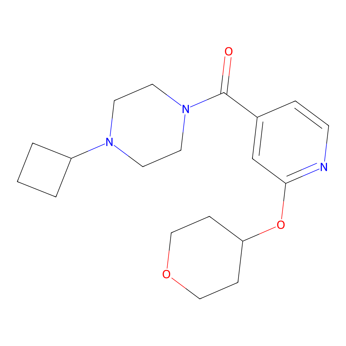 (4-cyclobutylpiperazin-1-yl)(2-((tetrahydro-2H-pyran-4-yl)oxy)pyridin-4-yl)methanone molecular structure, CAS 2034447-85-1
