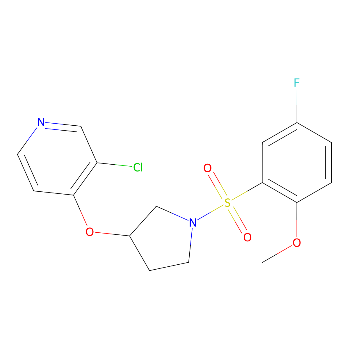 3-Chloro-4-((1-((5-fluoro-2-methoxyphenyl)sulfonyl)pyrrolidin-3-yl)oxy)pyridine molecular structure, CAS 2034447-86-2