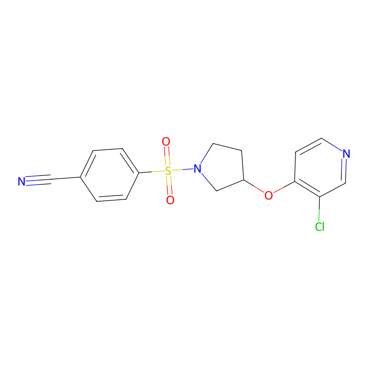 4-((3-((3-Chloropyridin-4-yl)oxy)pyrrolidin-1-yl)sulfonyl)benzonitrile molecular structure, CAS 2034447-91-9