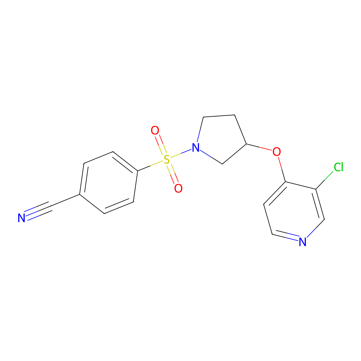 4-((3-((3-Chloropyridin-4-yl)oxy)pyrrolidin-1-yl)sulfonyl)benzonitrile molecular structure, CAS 2034447-91-9
