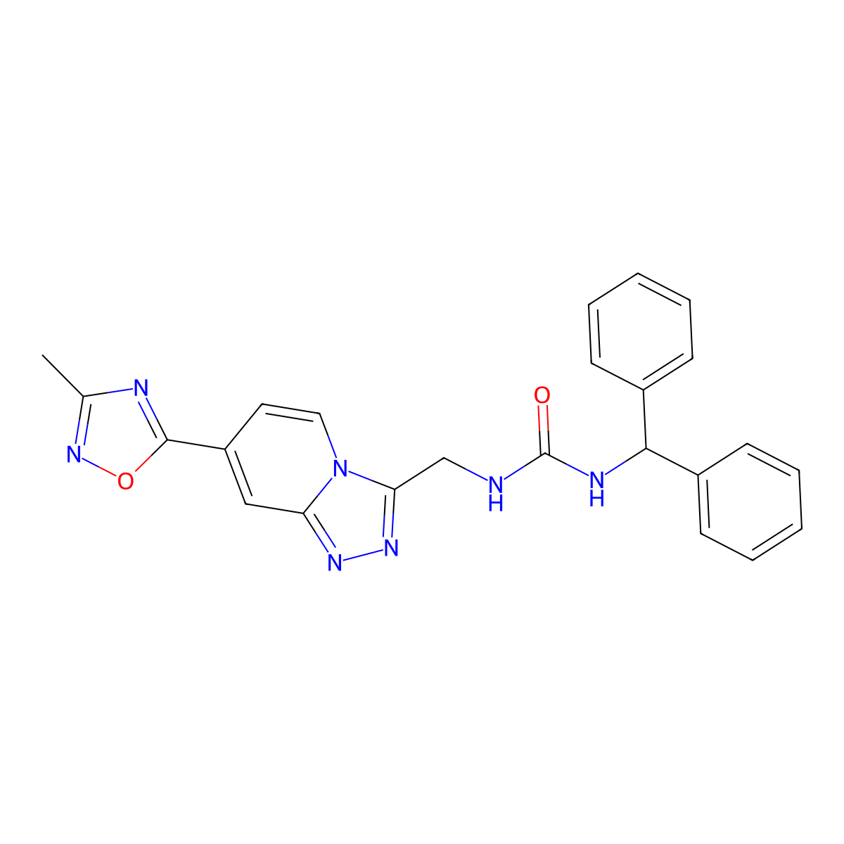 1-Benzhydryl-3-((7-(3-methyl-1,2,4-oxadiazol-5-yl)-[1,2,4]triazolo[4,3-a]pyridin-3-yl)methyl)urea molecular structure, CAS 2034447-97-5
