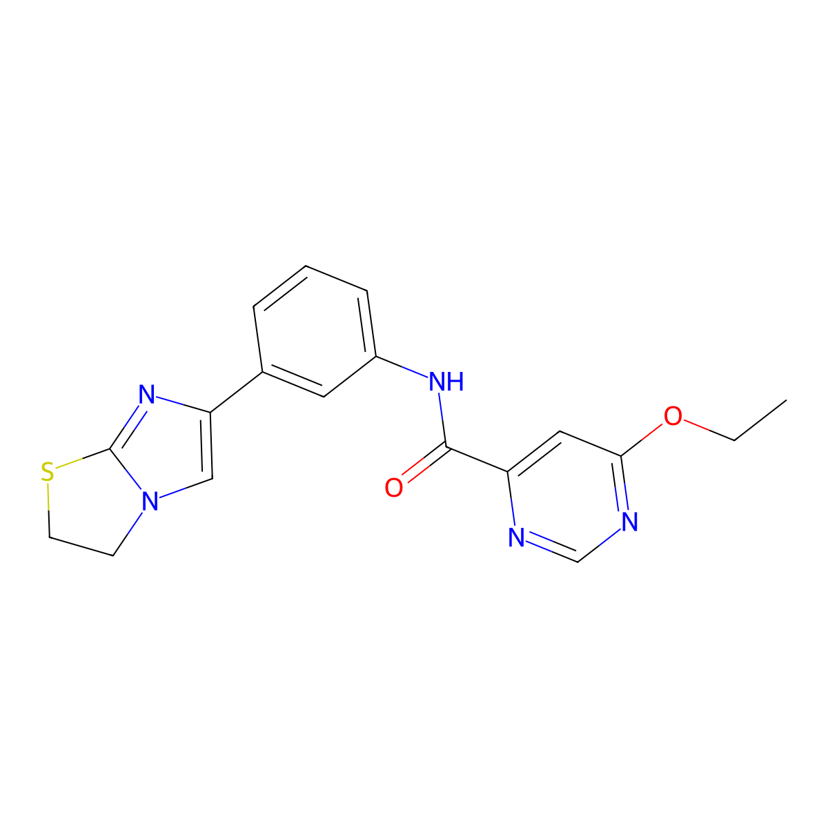 N-(3-(2,3-dihydroimidazo[2,1-b]thiazol-6-yl)phenyl)-6-ethoxypyrimidine-4-carboxamide molecular structure, CAS 2034447-99-7