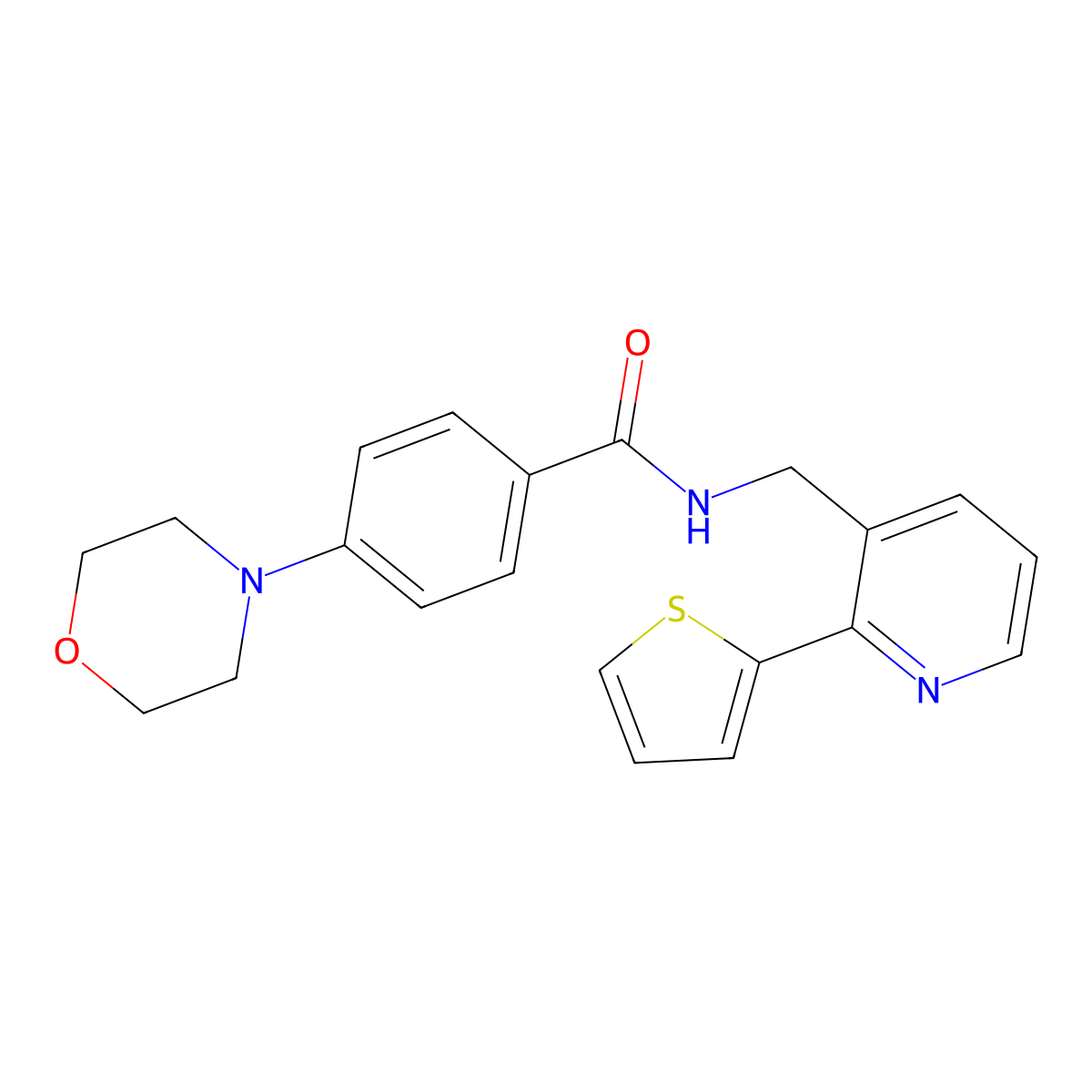 4-morpholino-N-((2-(thiophen-2-yl)pyridin-3-yl)methyl)benzamide molecular structure, CAS 2034448-02-5