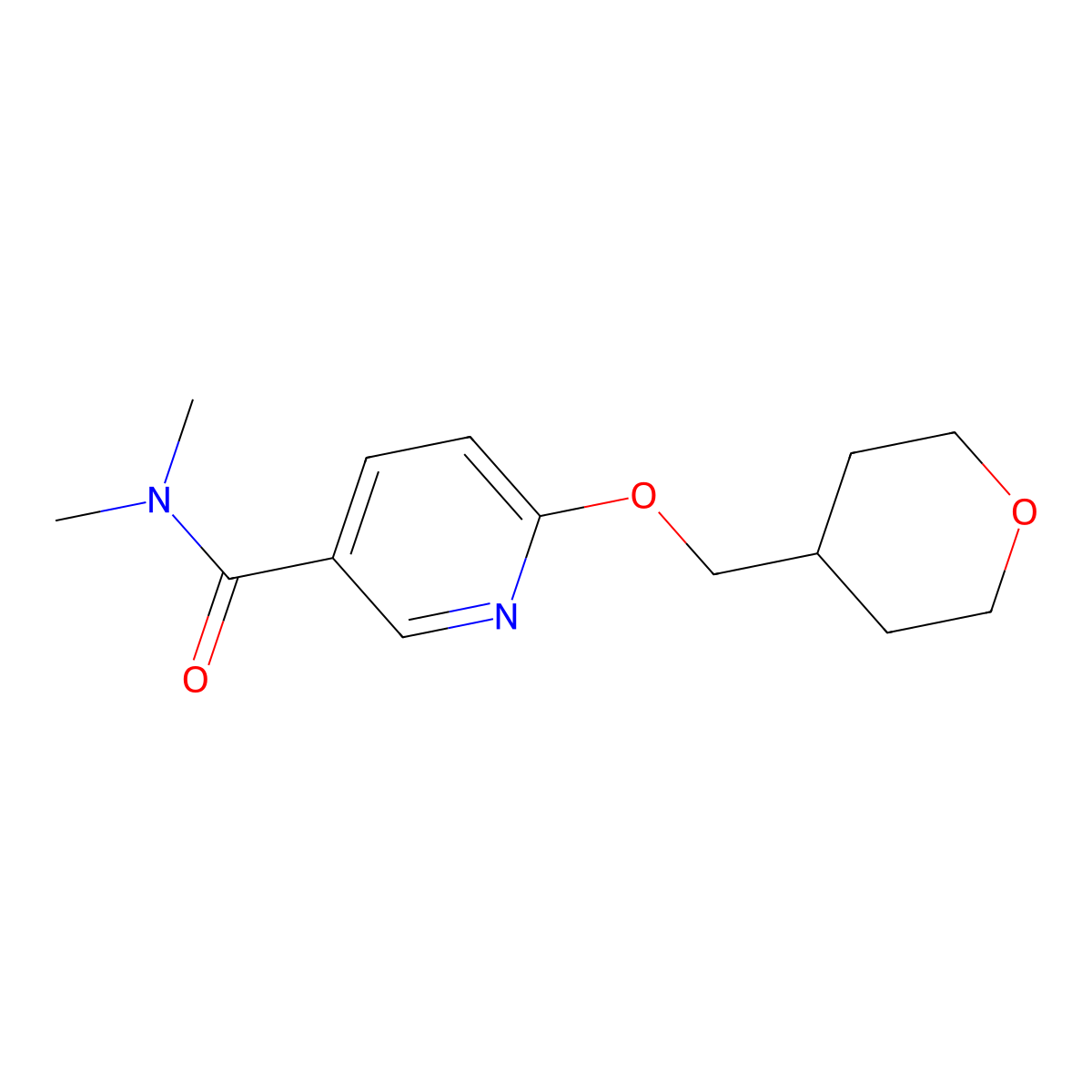 N,N-dimethyl-6-((tetrahydro-2H-pyran-4-yl)methoxy)nicotinamide molecular structure, CAS 2034448-07-0