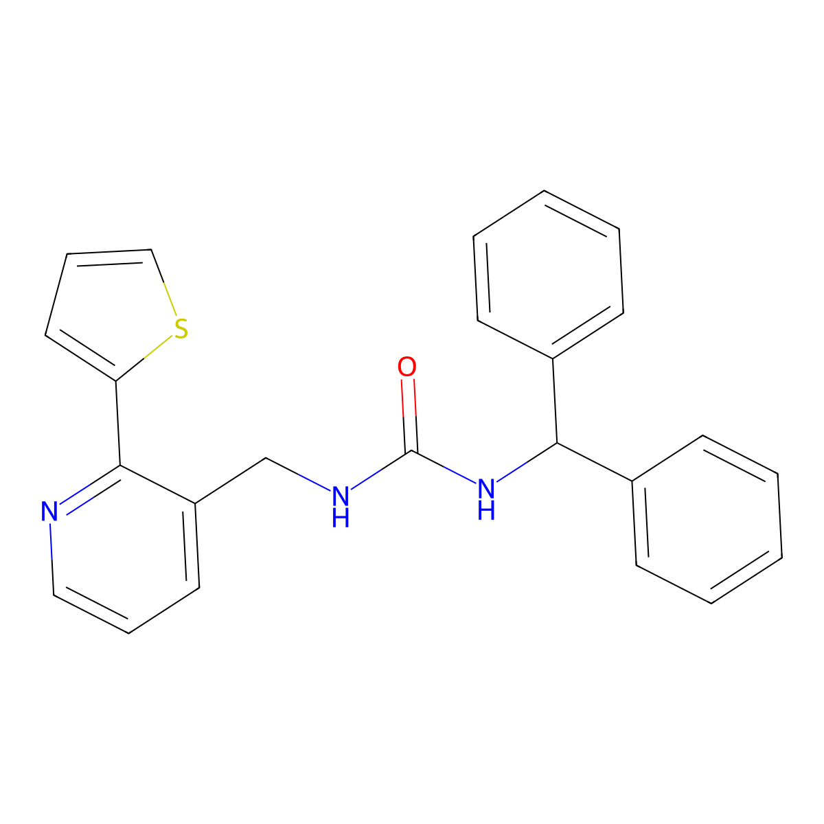 1-Benzhydryl-3-((2-(thiophen-2-yl)pyridin-3-yl)methyl)urea molecular structure, CAS 2034448-08-1