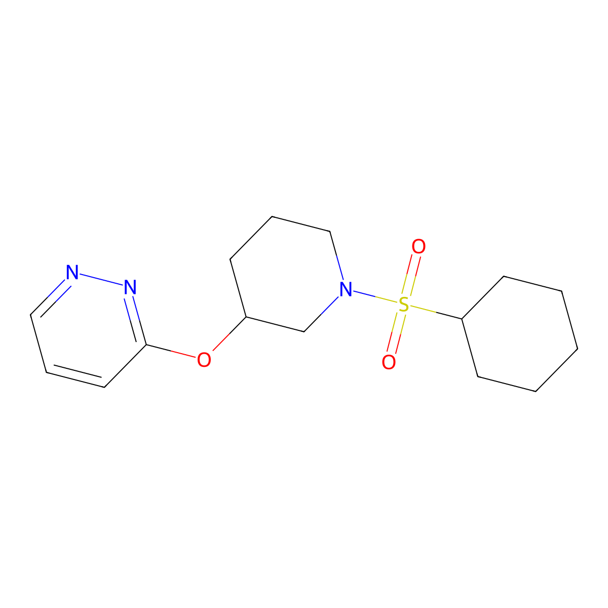 3-((1-(Cyclohexylsulfonyl)piperidin-3-yl)oxy)pyridazine molecular structure, CAS 2034448-13-8