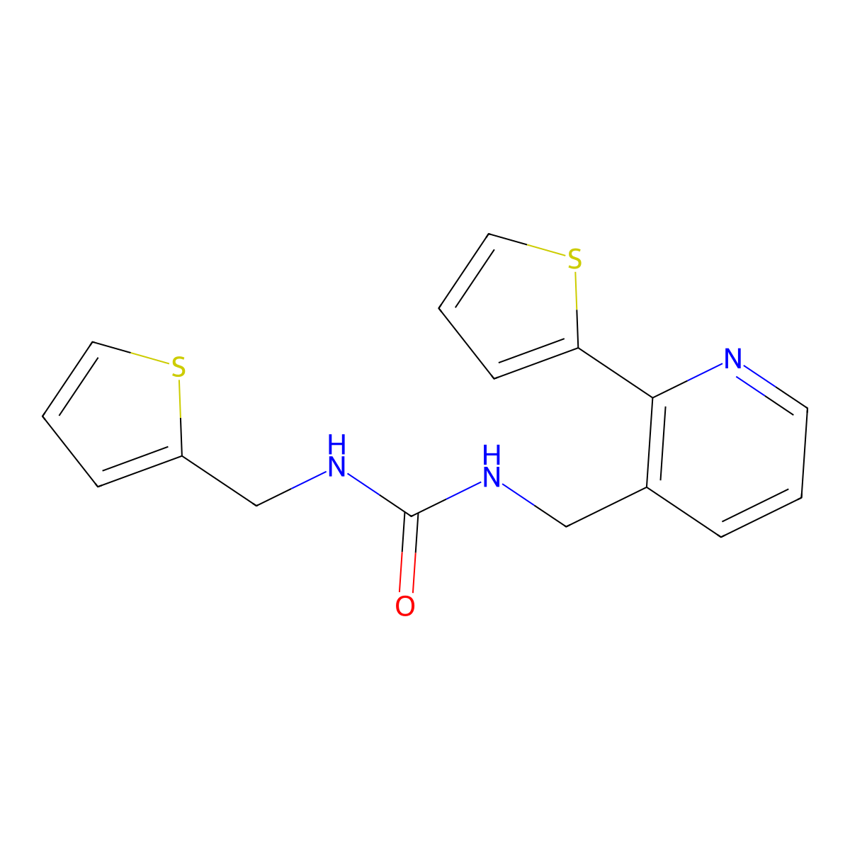 1-((2-(Thiophen-2-yl)pyridin-3-yl)methyl)-3-(thiophen-2-ylmethyl)urea molecular structure, CAS 2034448-14-9