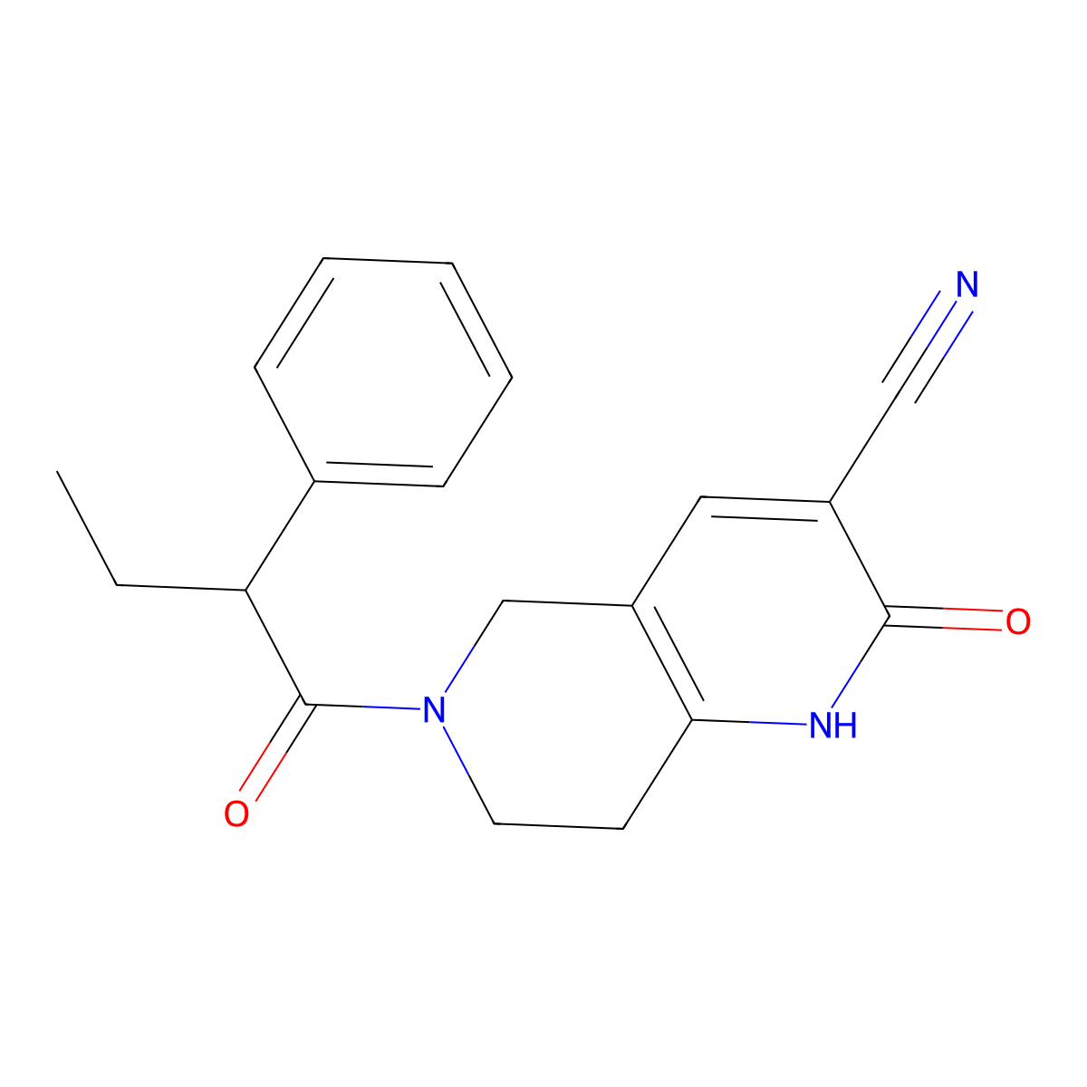 2-Oxo-6-(2-phenylbutanoyl)-1,2,5,6,7,8-hexahydro-1,6-naphthyridine-3-carbonitrile molecular structure, CAS 2034448-15-0