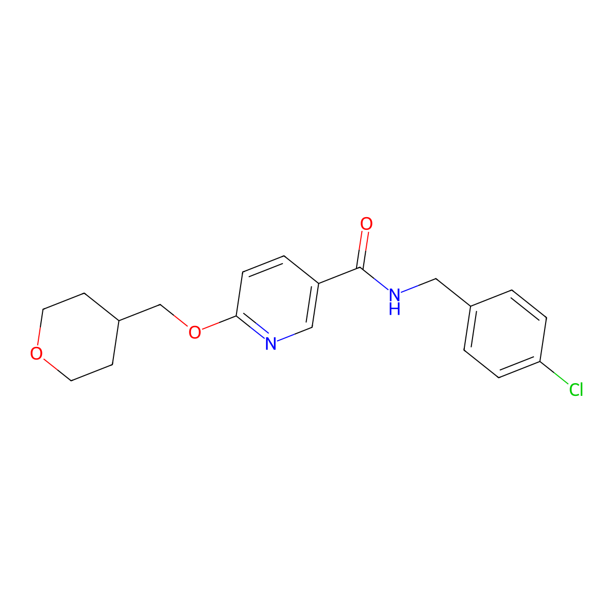 N-(4-chlorobenzyl)-6-((tetrahydro-2H-pyran-4-yl)methoxy)nicotinamide molecular structure, CAS 2034448-16-1