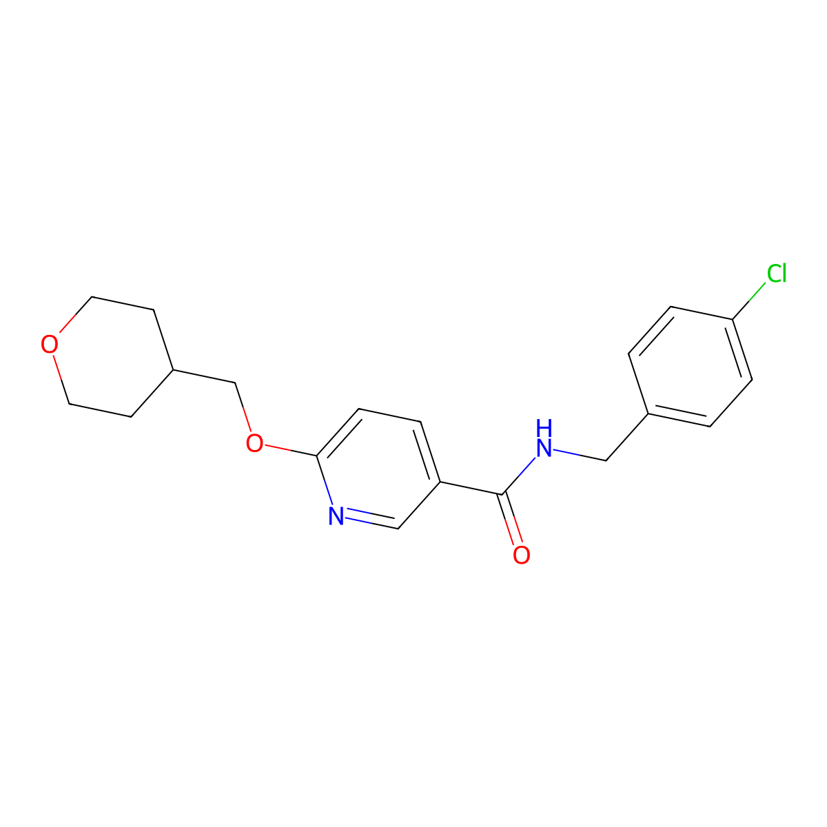 N-(4-chlorobenzyl)-6-((tetrahydro-2H-pyran-4-yl)methoxy)nicotinamide molecular structure, CAS 2034448-16-1