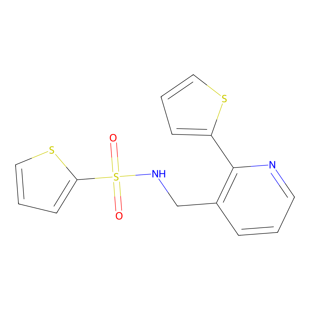 N-{[2-(thiophen-2-yl)pyridin-3-yl]methyl}thiophene-2-sulfonamide molecular structure, CAS 2034448-23-0