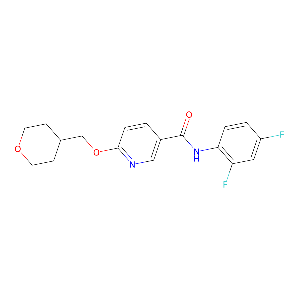 N-(2,4-difluorophenyl)-6-((tetrahydro-2H-pyran-4-yl)methoxy)nicotinamide molecular structure, CAS 2034448-26-3