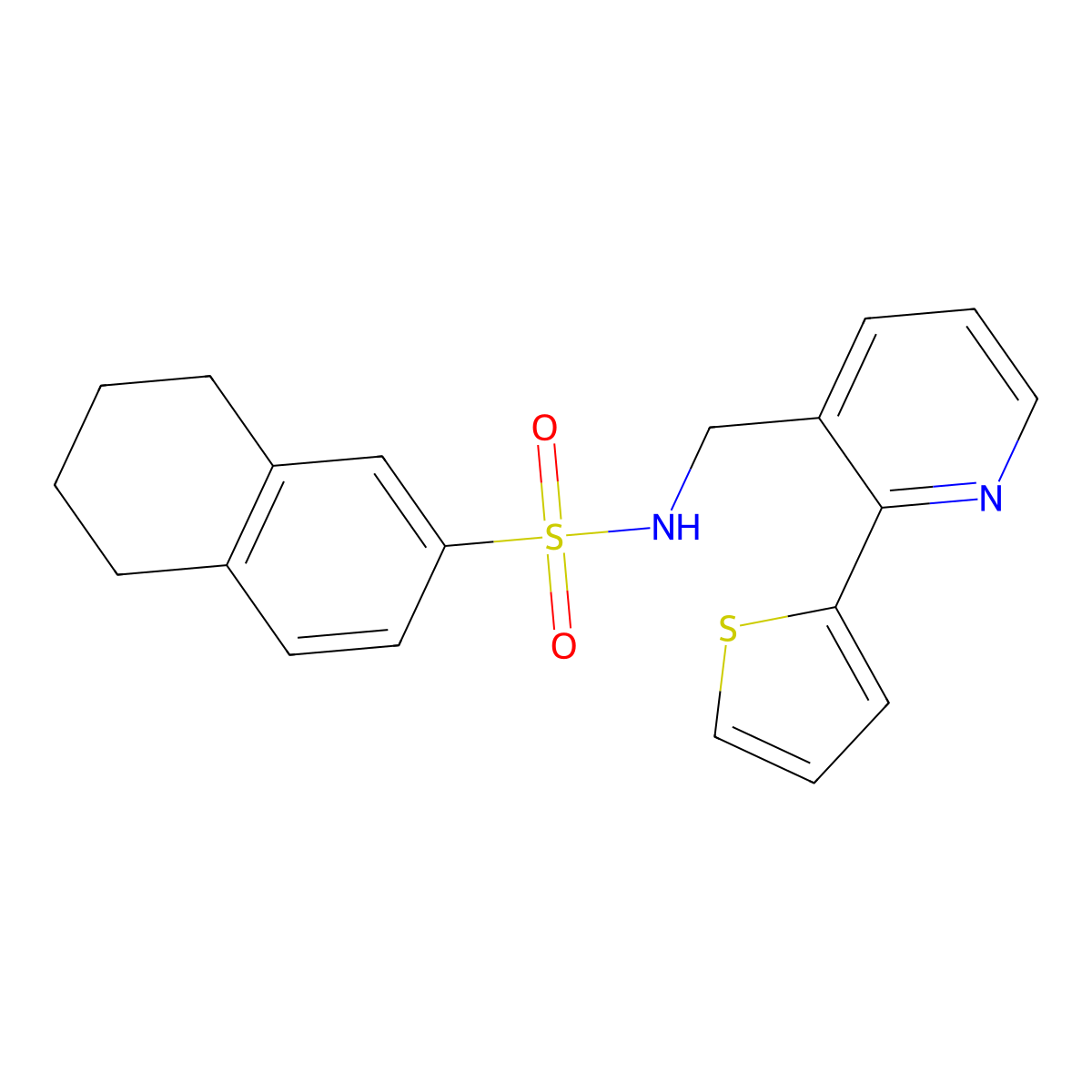 N-((2-(thiophen-2-yl)pyridin-3-yl)methyl)-5,6,7,8-tetrahydronaphthalene-2-sulfonamide molecular structure, CAS 2034448-28-5