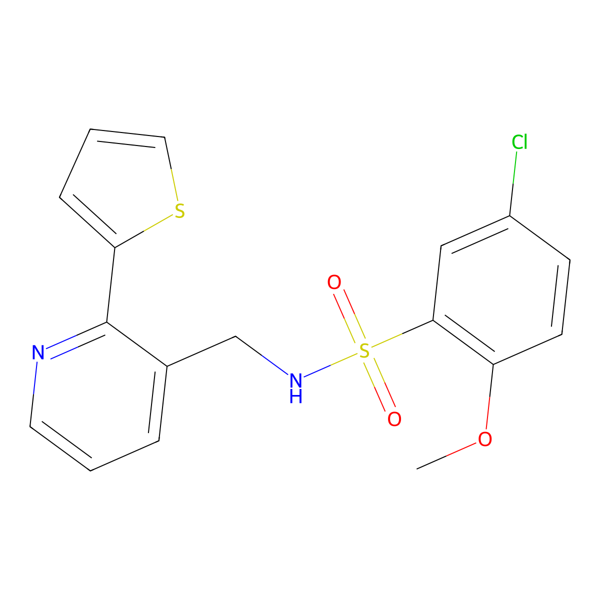 5-chloro-2-methoxy-N-((2-(thiophen-2-yl)pyridin-3-yl)methyl)benzenesulfonamide molecular structure, CAS 2034448-32-1