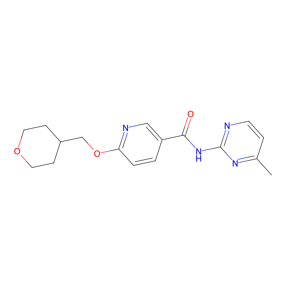 N-(4-methylpyrimidin-2-yl)-6-((tetrahydro-2H-pyran-4-yl)methoxy)nicotinamide molecular structure, CAS 2034448-37-6