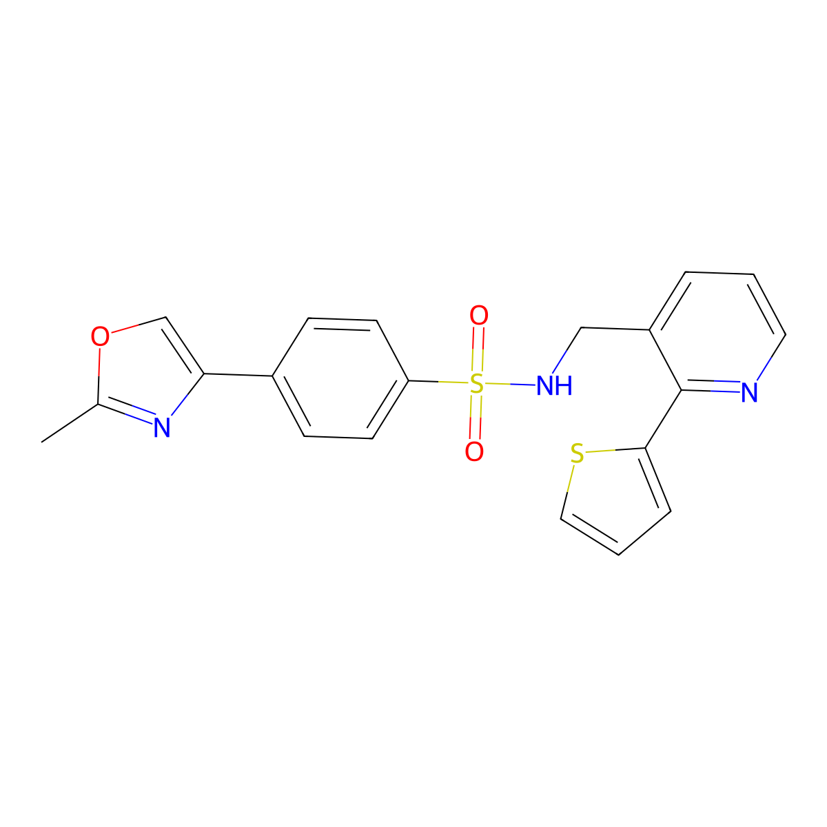 4-(2-methyloxazol-4-yl)-N-((2-(thiophen-2-yl)pyridin-3-yl)methyl)benzenesulfonamide molecular structure, CAS 2034448-46-7
