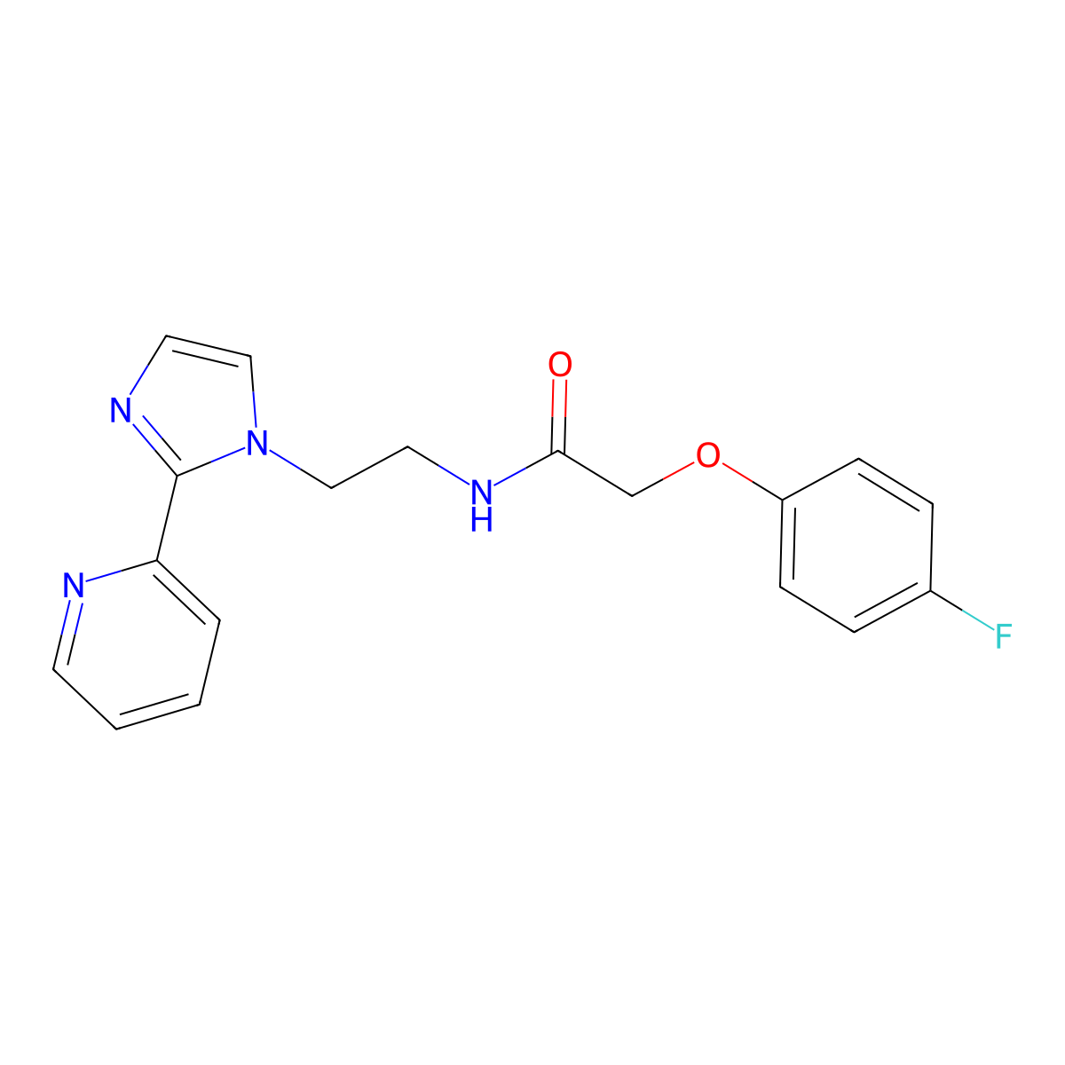 2-(4-fluorophenoxy)-N-{2-[2-(pyridin-2-yl)-1H-imidazol-1-yl]ethyl}acetamide molecular structure, CAS 2034448-48-9