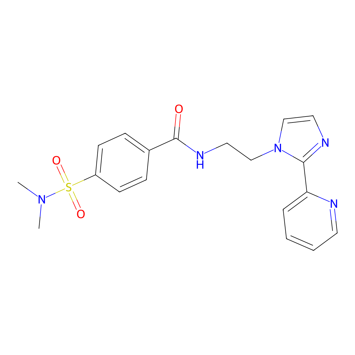 4-(N,N-dimethylsulfamoyl)-N-(2-(2-(pyridin-2-yl)-1H-imidazol-1-yl)ethyl)benzamide molecular structure, CAS 2034448-51-4