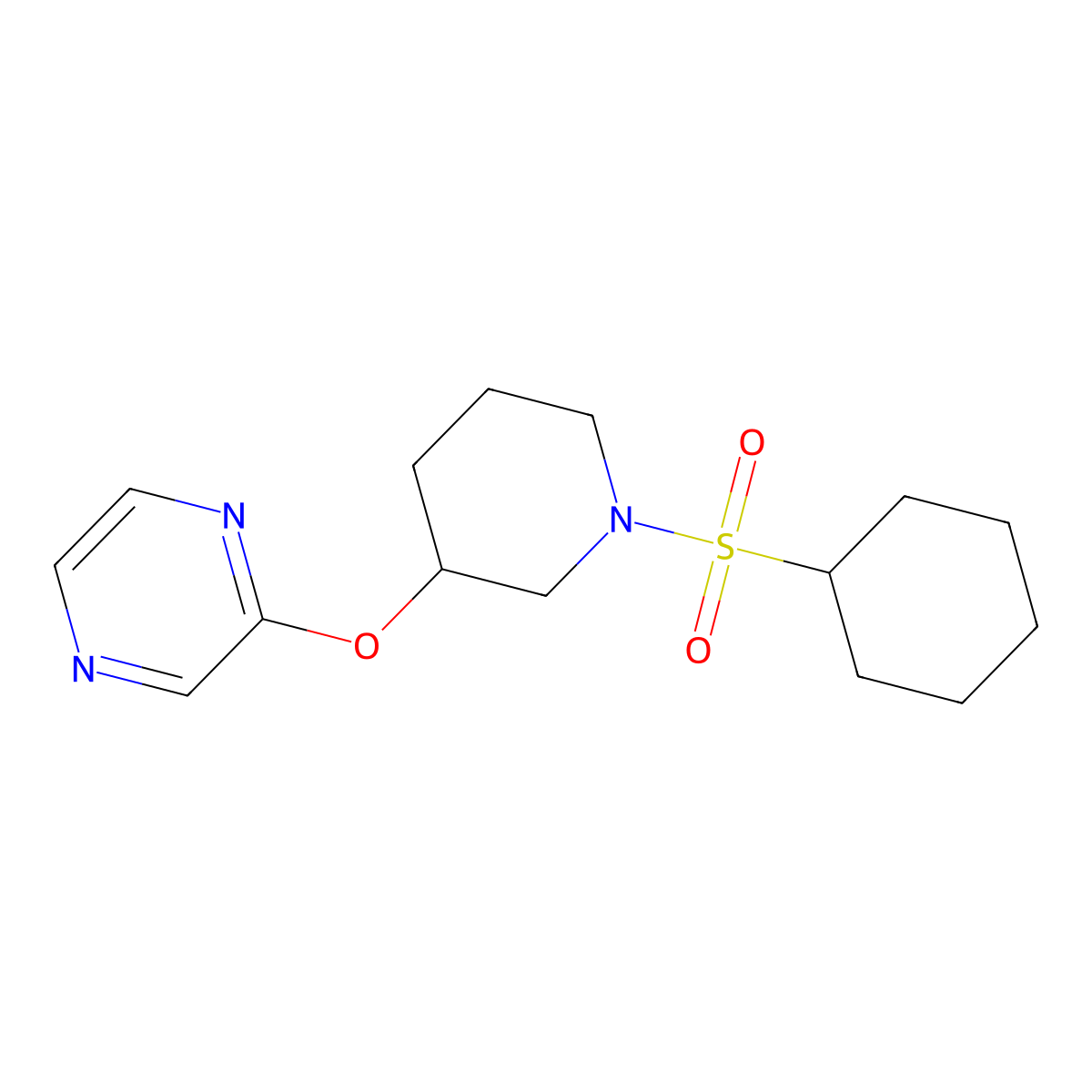 2-((1-(Cyclohexylsulfonyl)piperidin-3-yl)oxy)pyrazine molecular structure, CAS 2034448-52-5