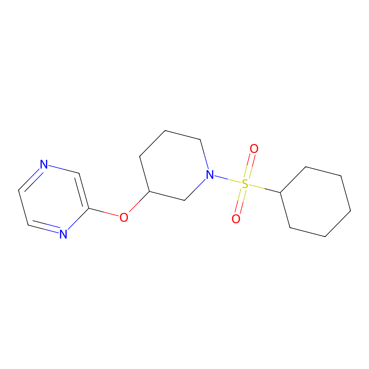 2-((1-(Cyclohexylsulfonyl)piperidin-3-yl)oxy)pyrazine molecular structure, CAS 2034448-52-5