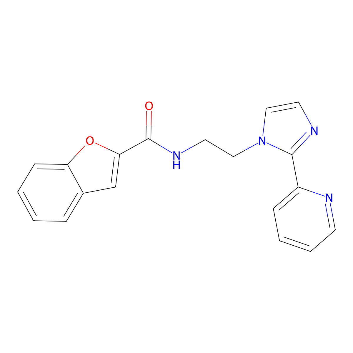 N-(2-(2-(pyridin-2-yl)-1H-imidazol-1-yl)ethyl)benzofuran-2-carboxamide molecular structure, CAS 2034448-57-0