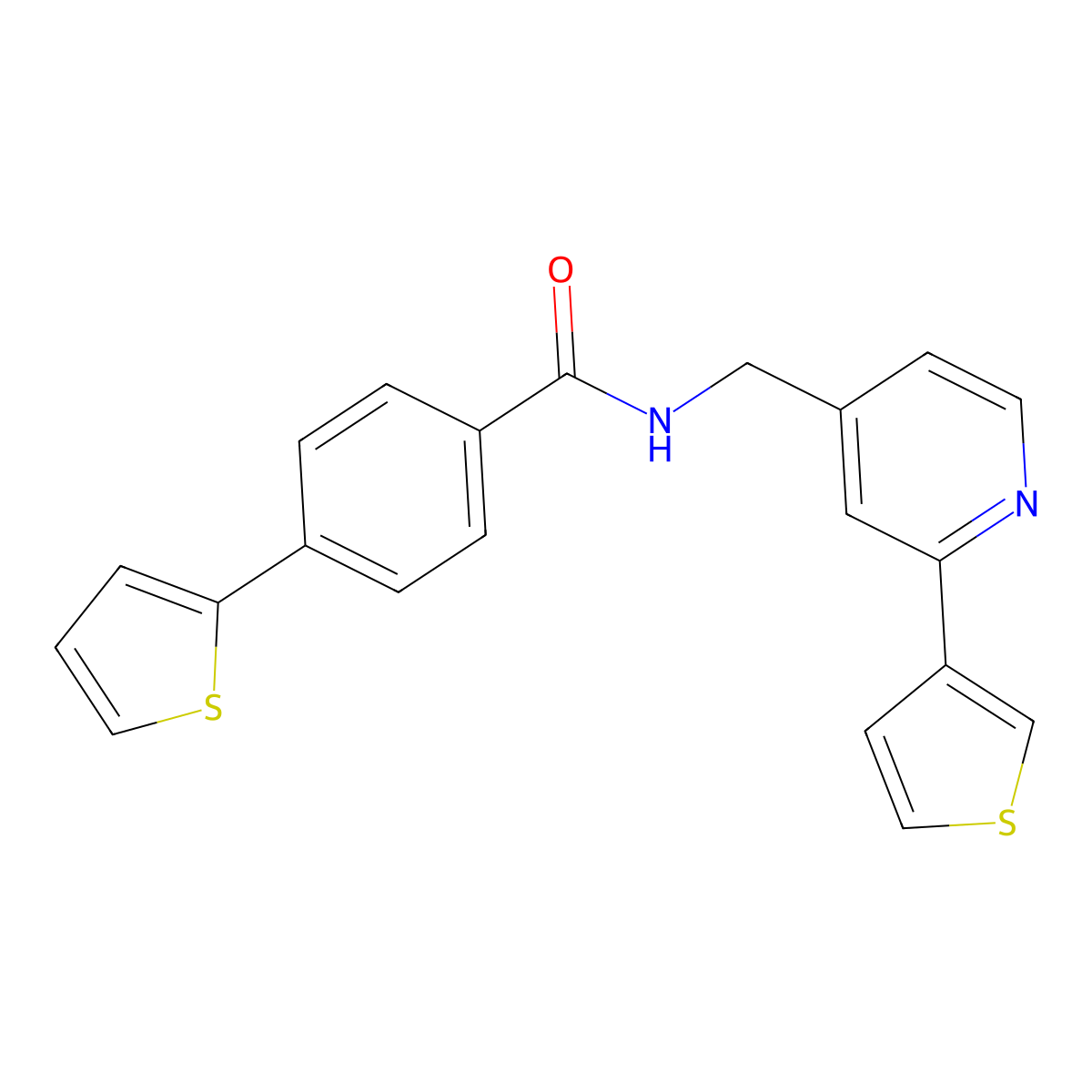 4-(thiophen-2-yl)-N-((2-(thiophen-3-yl)pyridin-4-yl)methyl)benzamide molecular structure, CAS 2034448-59-2