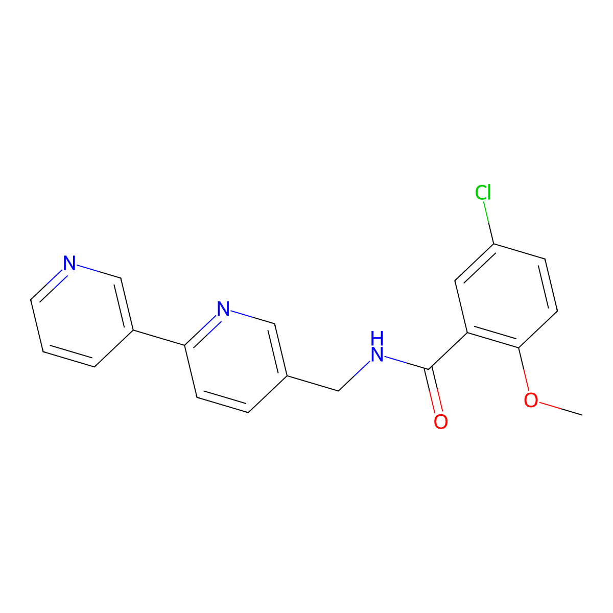 N-({[2,3'-bipyridine]-5-yl}methyl)-5-chloro-2-methoxybenzamide molecular structure, CAS 2034448-70-7