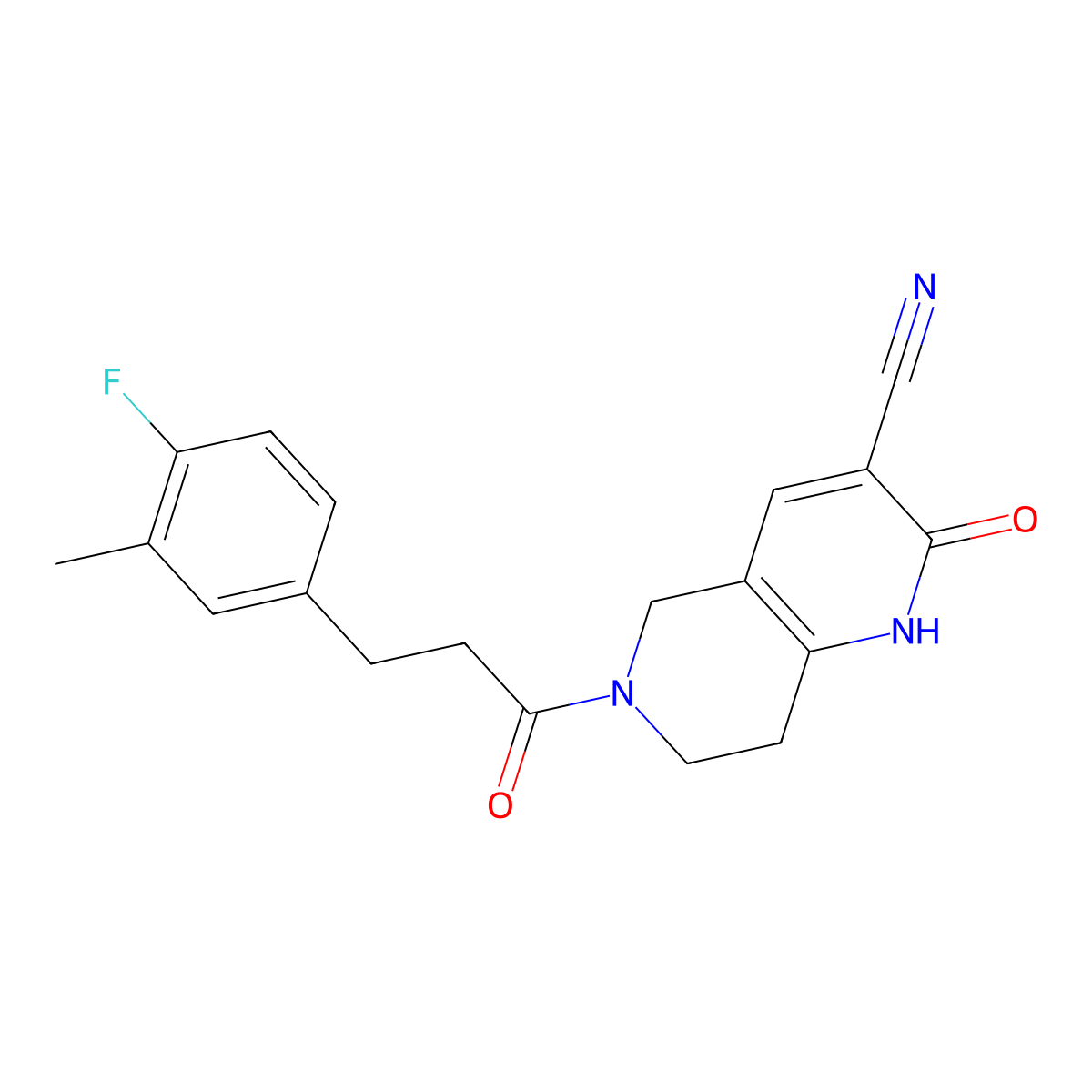 6-(3-(4-Fluoro-3-methylphenyl)propanoyl)-2-oxo-1,2,5,6,7,8-hexahydro-1,6-naphthyridine-3-carbonitrile molecular structure, CAS 2034448-71-8