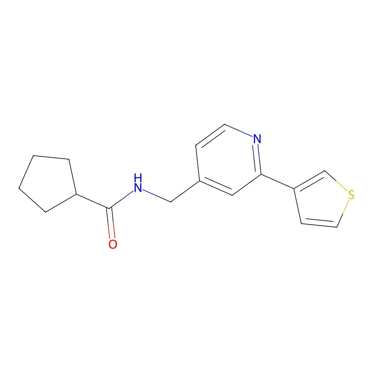 N-{[2-(thiophen-3-yl)pyridin-4-yl]methyl}cyclopentanecarboxamide molecular structure, CAS 2034448-74-1
